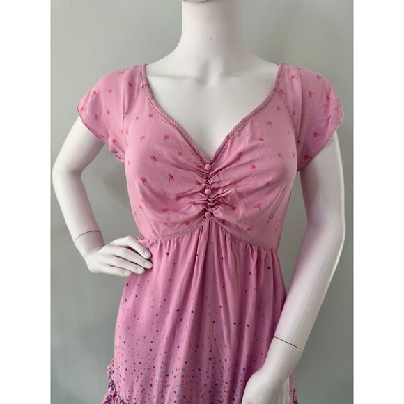 Dream Out Loud by Selena Gomez Pink Floral Boho Ruffle Mini Dress size Small - Picture 3 of 5